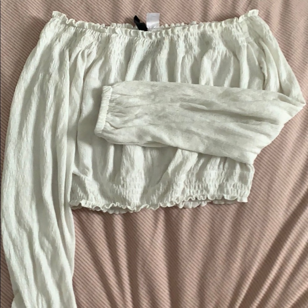 Off white ruffled crop top